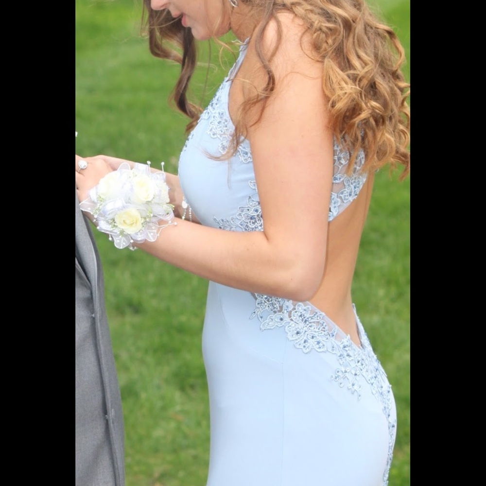 Elegant Blue Lace Women's Dress